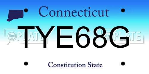 TYE68G Connecticut License Plate