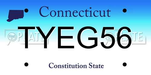 TYEG56 Connecticut License Plate