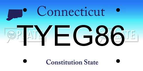 TYEG86 Connecticut License Plate