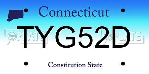 TYG52D Connecticut License Plate