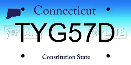 TYG57D Connecticut License Plate