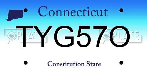 TYG57O Connecticut License Plate