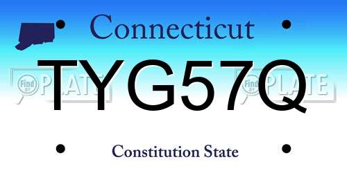 TYG57Q Connecticut License Plate