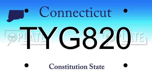 TYG820 Connecticut License Plate
