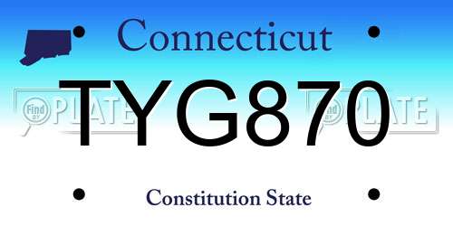 TYG870 Connecticut License Plate