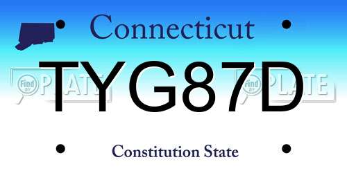 TYG87D Connecticut License Plate