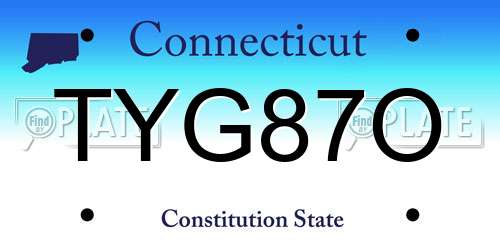 TYG87O Connecticut License Plate
