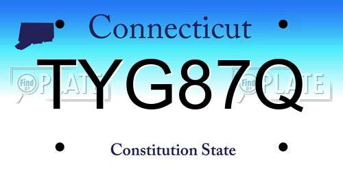 TYG87Q Connecticut License Plate