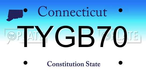 TYGB70 Connecticut License Plate