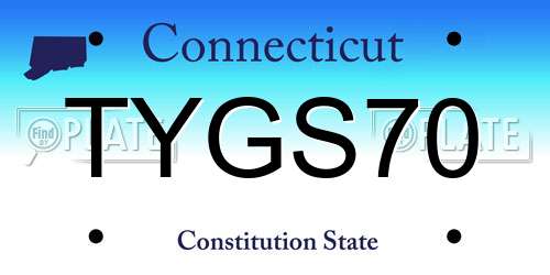 TYGS70 Connecticut License Plate