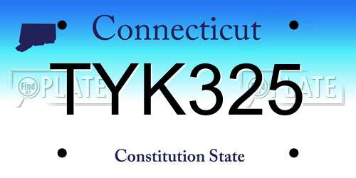 TYK325 Connecticut License Plate