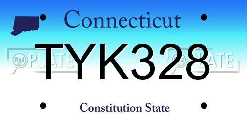 TYK328 Connecticut License Plate