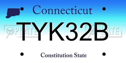 TYK32B Connecticut License Plate
