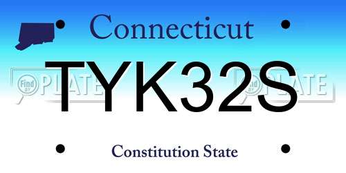 TYK32S Connecticut License Plate
