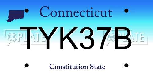 TYK37B Connecticut License Plate