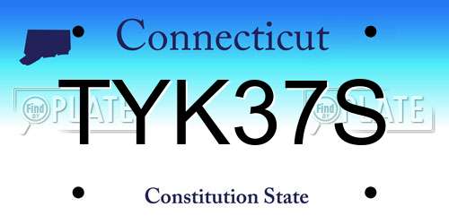 TYK37S Connecticut License Plate