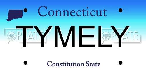 TYMELY Connecticut License Plate