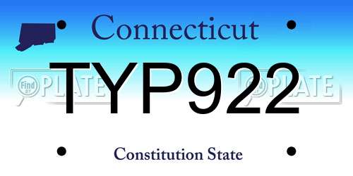 TYP922 Connecticut License Plate