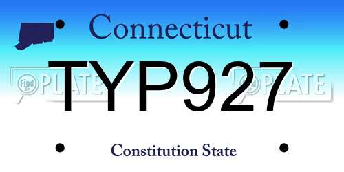 TYP927 Connecticut License Plate