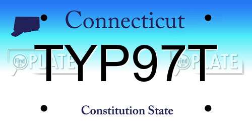 TYP97T Connecticut License Plate