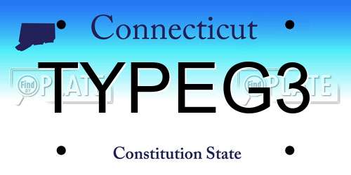 TYPEG3 Connecticut License Plate