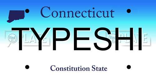 TYPESHI Connecticut License Plate