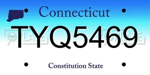 TYQ5469 Connecticut License Plate