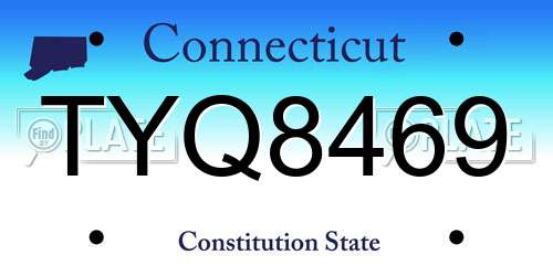 TYQ8469 Connecticut License Plate