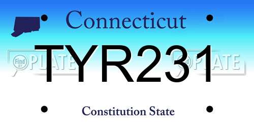 TYR231 Connecticut License Plate