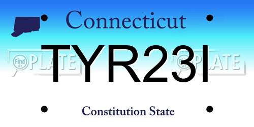 TYR23I Connecticut License Plate