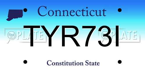TYR73I Connecticut License Plate