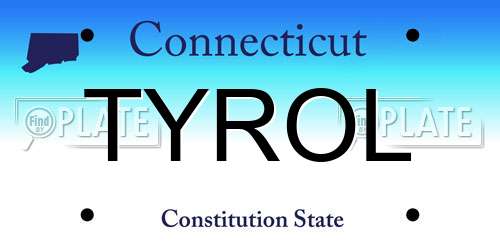 TYROL Connecticut License Plate