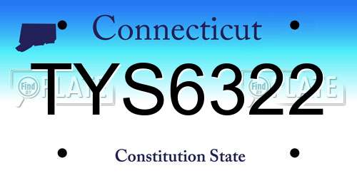 TYS6322 Connecticut License Plate