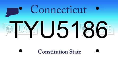 TYU5186 Connecticut License Plate