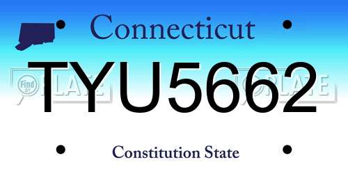 TYU5662 Connecticut License Plate
