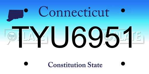 TYU6951 Connecticut License Plate