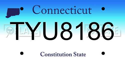 TYU8186 Connecticut License Plate