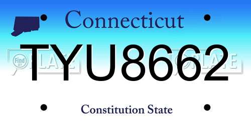 TYU8662 Connecticut License Plate