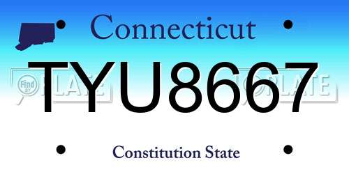 TYU8667 Connecticut License Plate