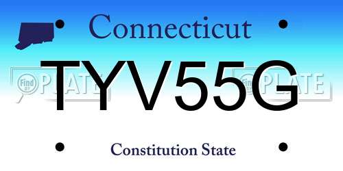 TYV55G Connecticut License Plate