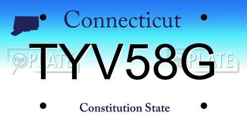 TYV58G Connecticut License Plate