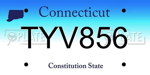 TYV856 Connecticut License Plate