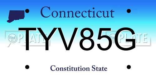 TYV85G Connecticut License Plate