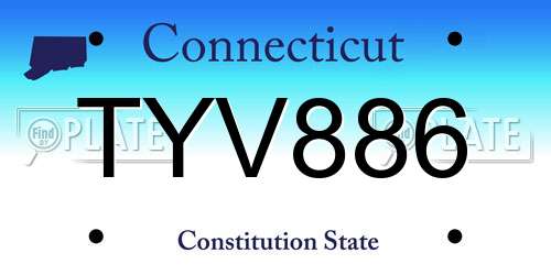 TYV886 Connecticut License Plate