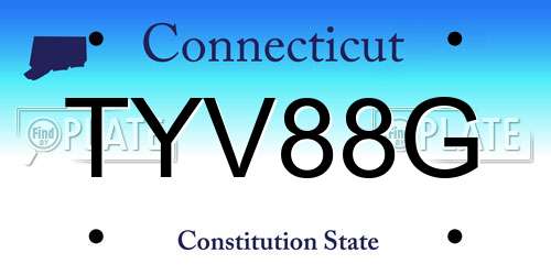 TYV88G Connecticut License Plate