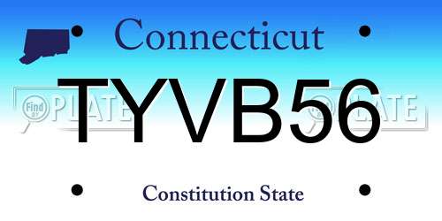 TYVB56 Connecticut License Plate