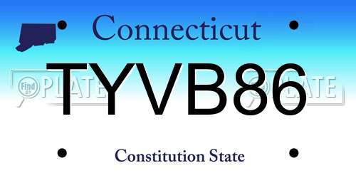 TYVB86 Connecticut License Plate