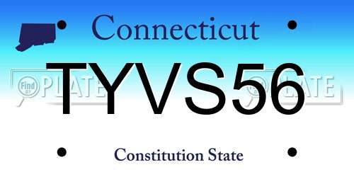 TYVS56 Connecticut License Plate