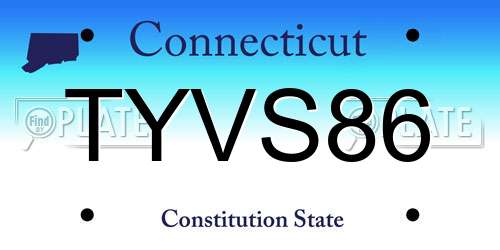 TYVS86 Connecticut License Plate