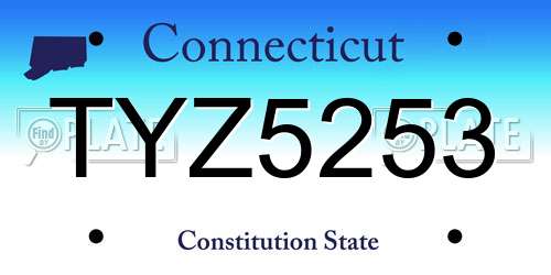 TYZ5253 Connecticut License Plate